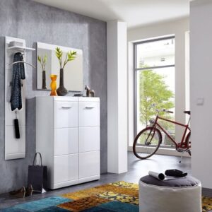 Adrian Hallway Furniture Set In White With High Gloss Fronts