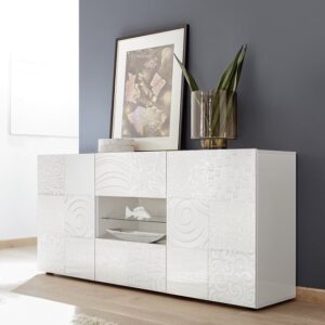 Ardent Sideboard In White High Gloss With 2 Doors And LED