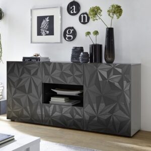 Arlon Sideboard In Grey High Gloss With 2 Doors With LED