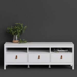 Barcila 3 Drawers Wooden TV Stand In White