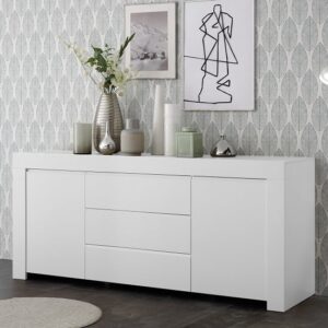 Carney Sideboard In Matt White With 2 Doors And 3 Drawers