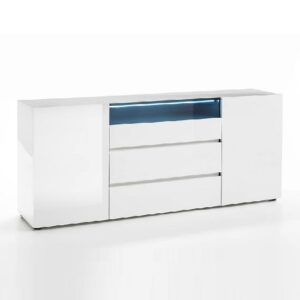 Genie Sideboard In High Gloss White With LED Lighting