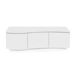 Lazzaro LED High Gloss Wooden TV Stand In White With Glass Top