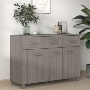 Matia Pinewood Sideboard With 3 Doors 3 Drawers In Light Grey