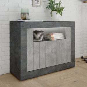 Nitro LED 2 Door Wooden Sideboard In Oxide And Cement Effect