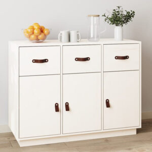 Beyza Pinewood Sideboard With 3 Doors 3 Drawers In White