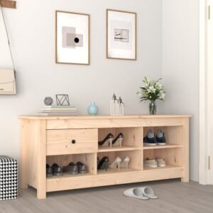 Carlsbad Pinewood Shoe Storage Bench In Natural