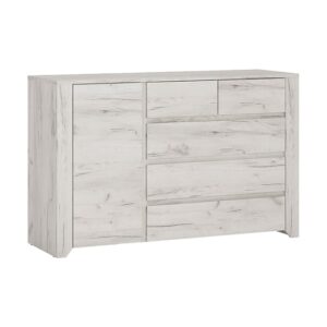 Alink Wooden 1 Door 5 Drawers Sideboard In White