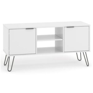Avoch Wooden TV Stand In White With 2 Doors