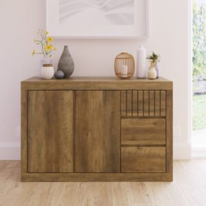 Clive Wooden Sideboard With 2 Doors 3 Drawers In Knotty Oak