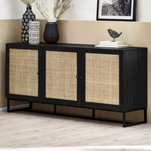 Pabla Wooden Sideboard With 3 Doors In Black