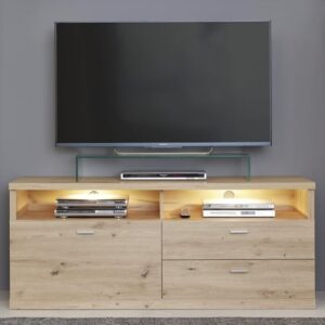 Echo LED TV Stand In Artisan Oak With 1 Door And 2 Drawers