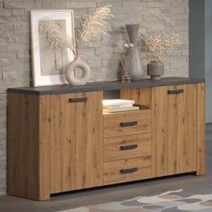 Fero Sideboard With 2 Doors 3 Drawers In Artisan Oak With LED