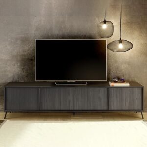 Cappy Wooden TV Stand With 4 Doors In Black Ash