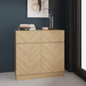 Cianna Wooden Sideboard With 2 Doors 2 Drawers In Euro Oak