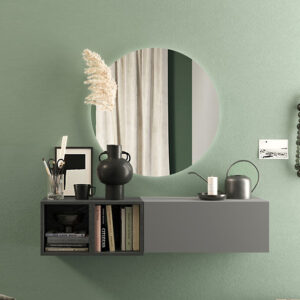 Davon Wall Hung Hallway Furniture Set In Slate And Piombo