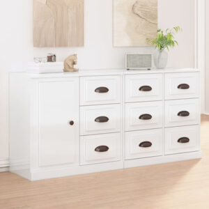 Elias High Gloss Sideboard With 1 Door 9 Drawers In White