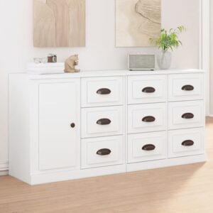 Elias Wooden Sideboard With 1 Door 9 Drawers In White