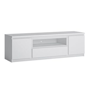 Fank Wooden TV Stand Wide With 2 Doors 1 Drawer In White