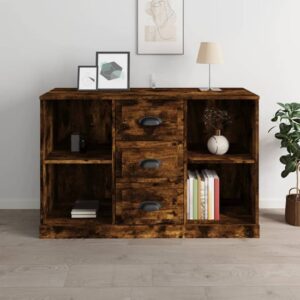 Vance Wooden Sideboard With 3 Drawers In Smoked Oak