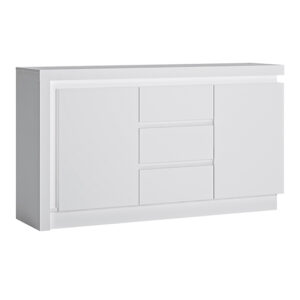Lyco High Gloss Sideboard 2 Doors 3 Drawers In White With LED