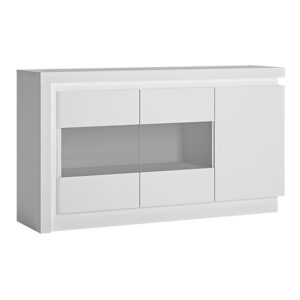 Lyco High Gloss Sideboard Glazed 3 Doors In White With LED