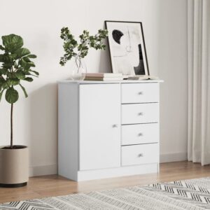 Albi Solid Pinewood Sideboard With 1 Door 4 Drawers In White