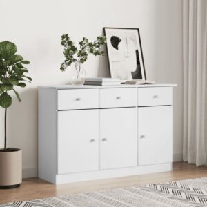 Albi Solid Pinewood Sideboard With 3 Doors 3 Drawers In White