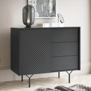 Reno Wooden Sideboard Small With 1 Door 3 Drawers In Graphite