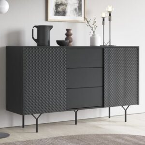 Reno Wooden Sideboard Wide With 2 Doors 3 Drawers In Graphite