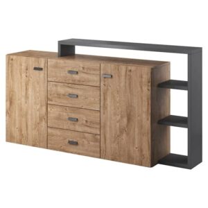 Belek Wooden Sideboard With 2 Doors 4 Drawers In Ribbec Oak