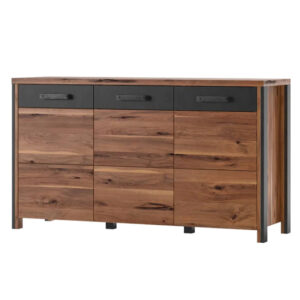 Blois Wooden Sideboard With 3 Doors In Royal Oak And LED