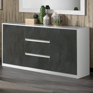 Graz Sideboard With 2 Doors 3 Drawers In Matt White And Oxide