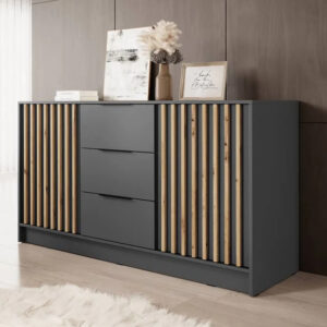 Norco Wooden Sideboard With 2 Doors 3 Drawers In Graphite