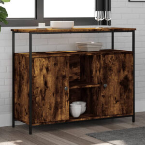 Ambon Wooden Sideboard With 2 Doors In Smoked Oak