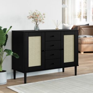Celle Pinewood Sideboard With 2 Doors 4 Drawers In Black