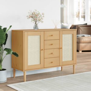 Celle Pinewood Sideboard With 2 Doors 4 Drawers In Brown