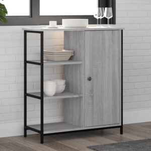 Lecco Wooden Sideboard With 1 Door 3 Shelves In Grey Sonoma Oak