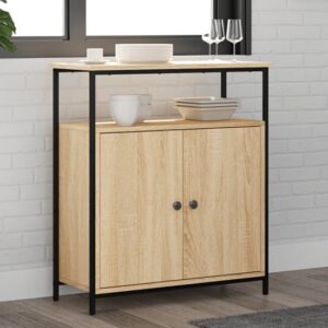 Lecco Wooden Sideboard With 2 Doors 1 Shelf In Sonoma Oak