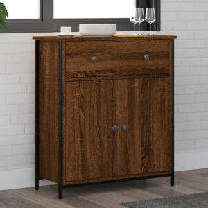 Lecco Wooden Sideboard With 2 Doors 2 Drawers In Brown Oak