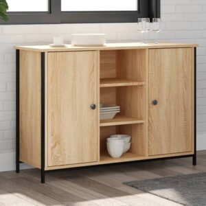 Lecco Wooden Sideboard With 2 Doors 2 Shelves In Sonoma Oak
