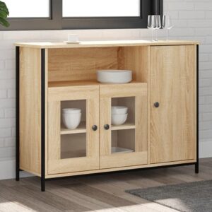 Lecco Wooden Sideboard With 3 Doors In Sonoma Oak