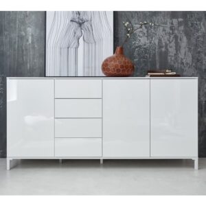 Sheldon Large Sideboard In White Gloss With 3 Doors 4 Drawers