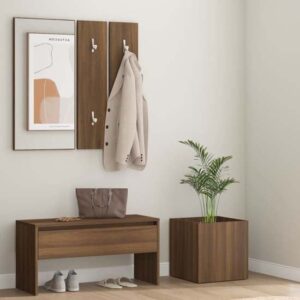 Nyon Wooden Hallway Furniture Set In Brown Oak