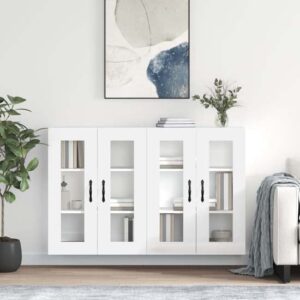 Belek High Gloss Wall Mounted Sideboard With 4 Doors In White