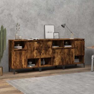 Coimbra Wooden Sideboard With 6 Doors In Smoked Oak