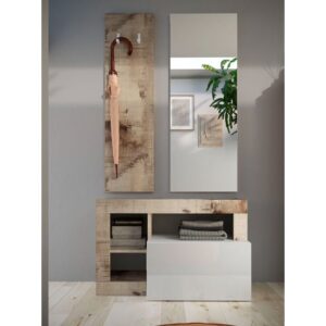Hanmer High Gloss Hallway Furniture Set In White And Pear