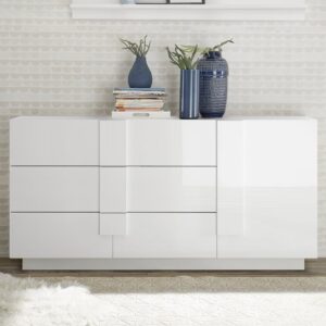 Jining High Gloss Sideboard With 1 Door 3 Drawers In White