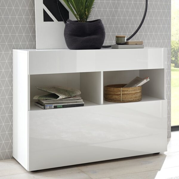 Solana High Gloss Sideboard With 1 Drawer In White