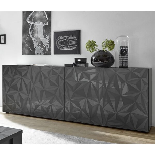 Arlon High Gloss Sideboard With 4 Doors In Grey